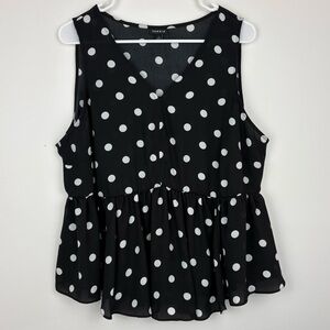torrid Black and White Polka Dot Peplum Camisole size 1/14-16 coquette peplum